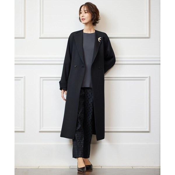 新品　自由区　【洗える】ライトダブルクロス 薄手 ノーカラーコート　36 洗える】ライトダブルクロス ノーカラーコート | 自由区(JIYU-KU