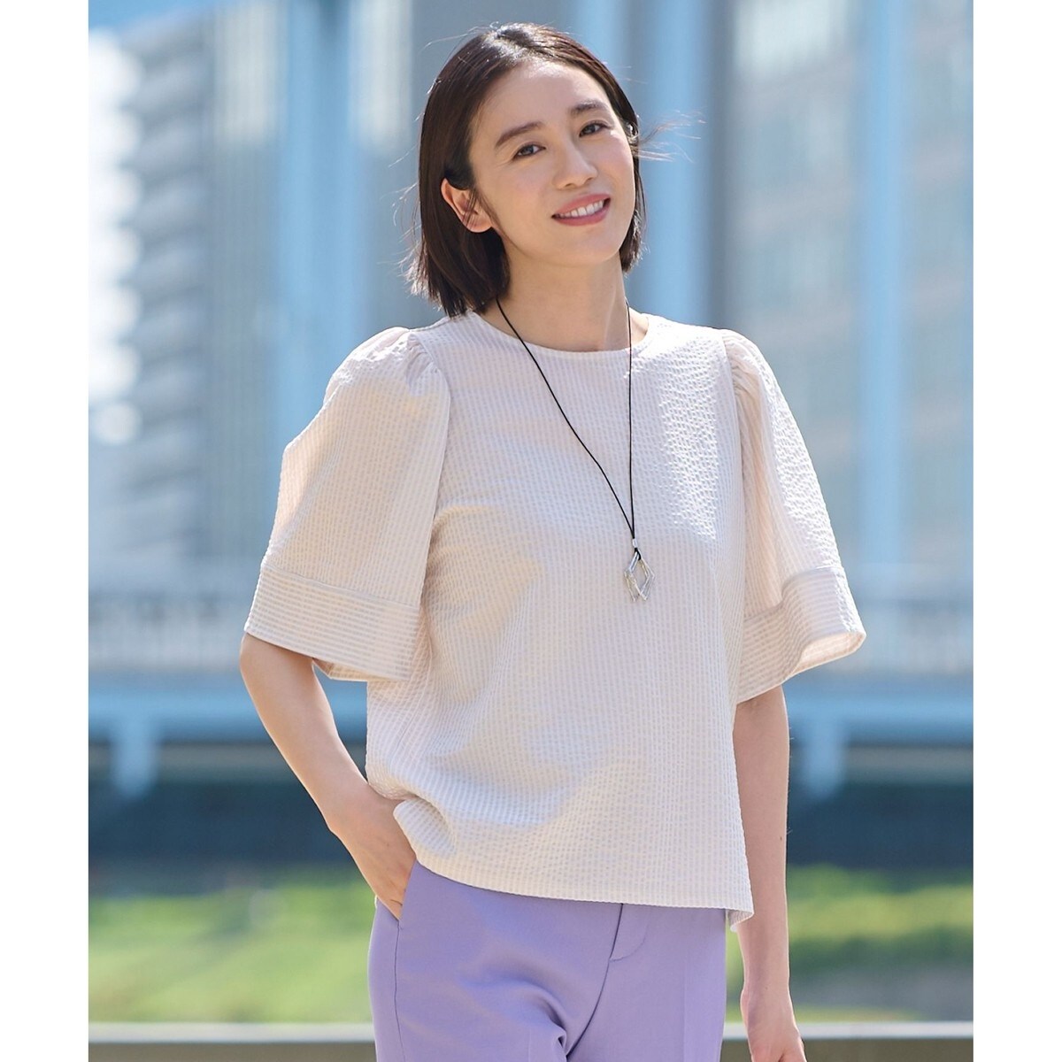 tシャツ 「WEB限定・洗える」シャドウサッカー カットソー レディース WEB限定・洗える】シャドウサッカー カットソー | 自由区(JIYU