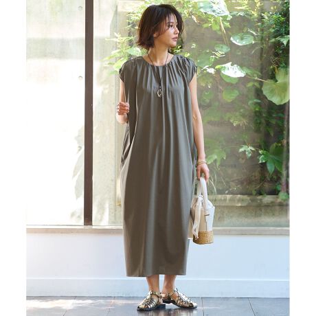 洗える】ライトギャザーフレンチスリーブ ワンピース | 自由区(JIYU-KU  