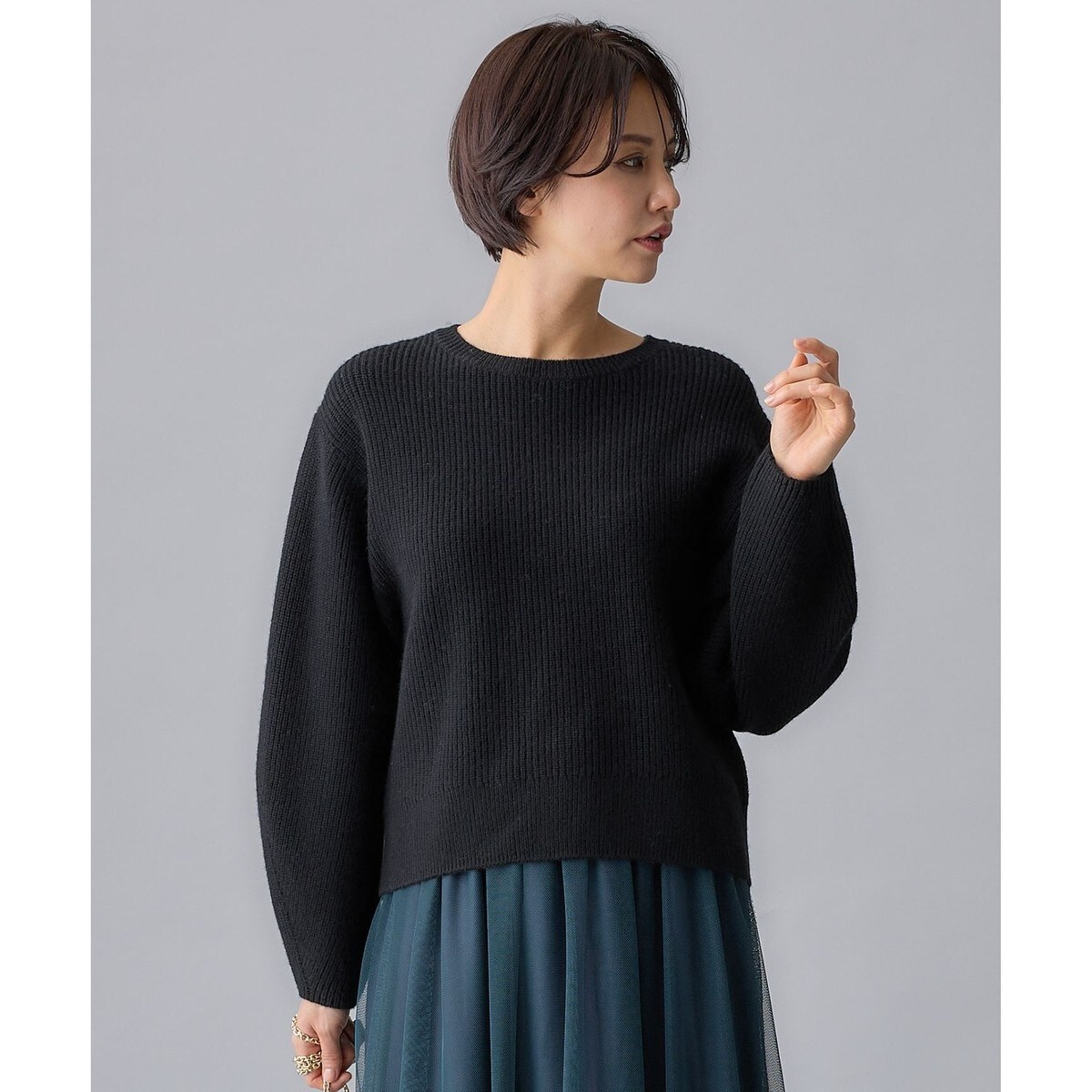 自由区　ウールカシミヤ　ハイネックプルオーバーニット　ゆったりシルエット UNFILO】ウールカシミヤ タートルネック プルオーバー