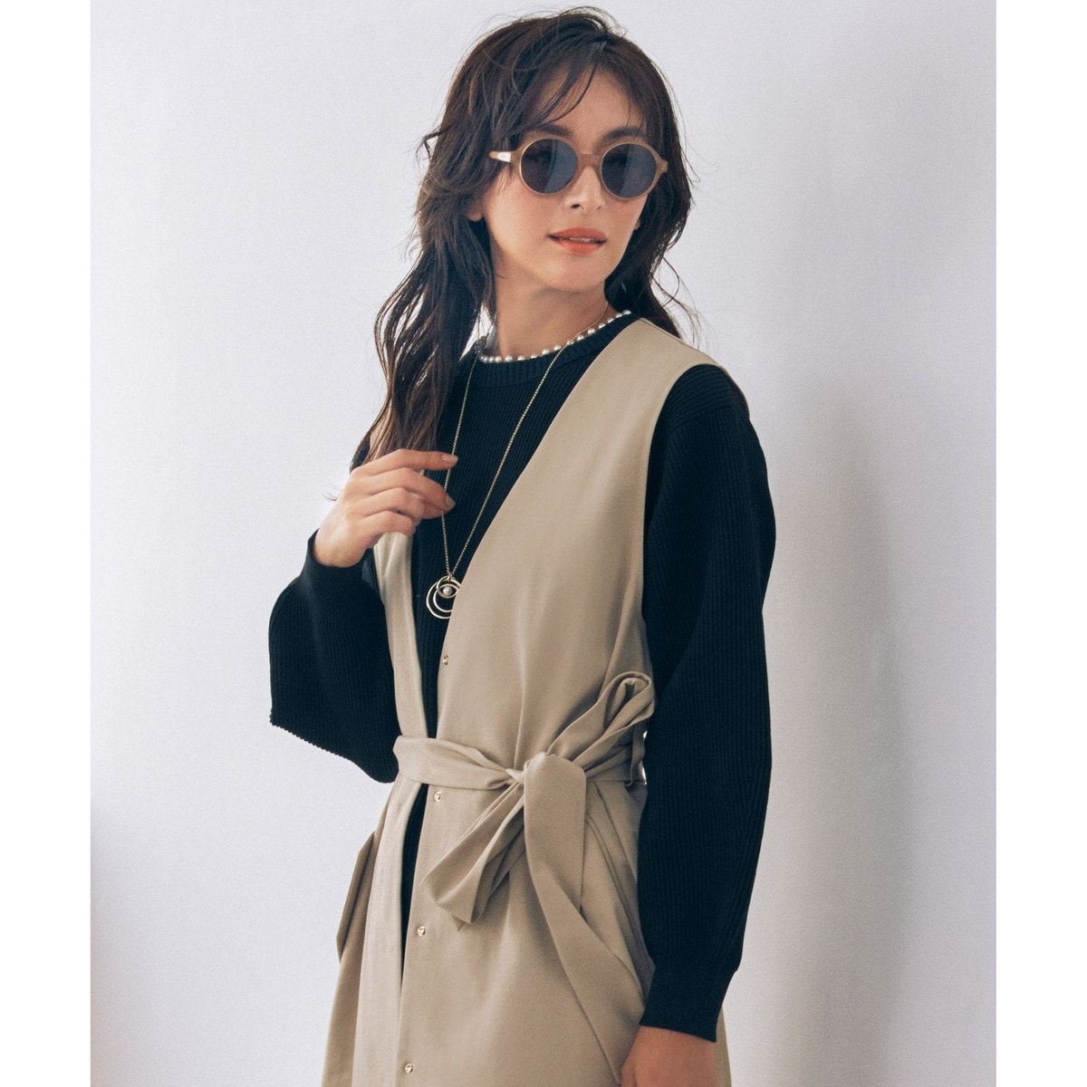 洗える】パールディティール クルーネックニット | 自由区(JIYU-KU