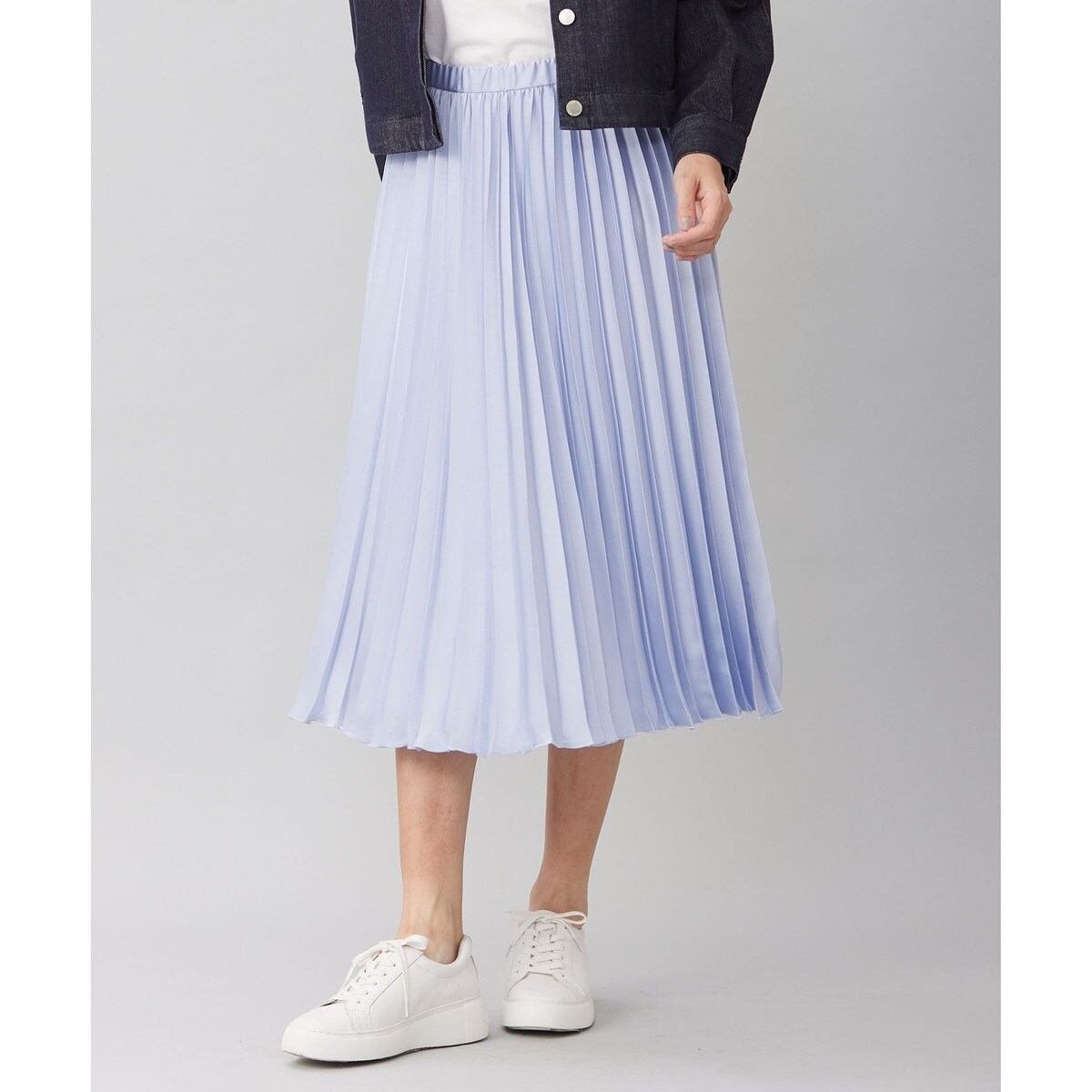 【新品】自由区 レディース 大きいサイズ プリーツスカート 44 水色 新品】自由区 レディース 大きいサイズ プリーツスカート 44 水色 新品