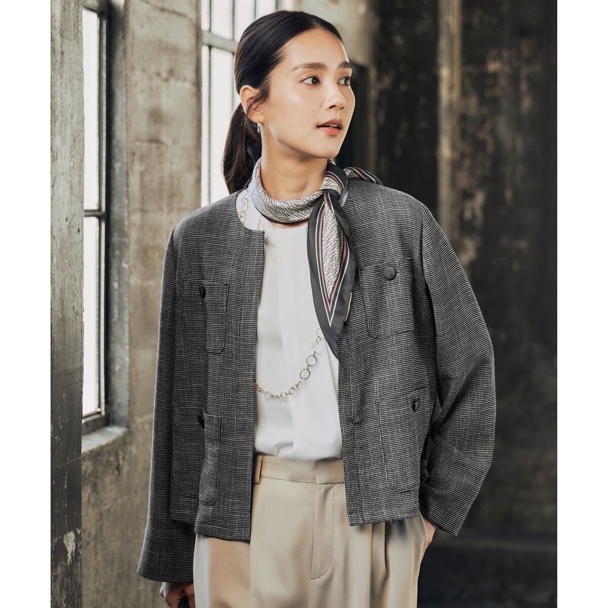 【洗える】ハイツイストポンチアシンメトリー カットソー