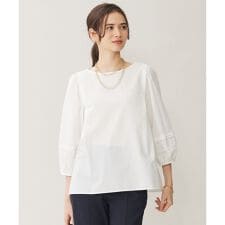 【洗える】テンセルコットンエンブロイダリープルオーバー ブラウス
