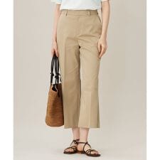 【接触冷感・洗える】コットンサテンストレッチクロップド丈ワイド パンツ