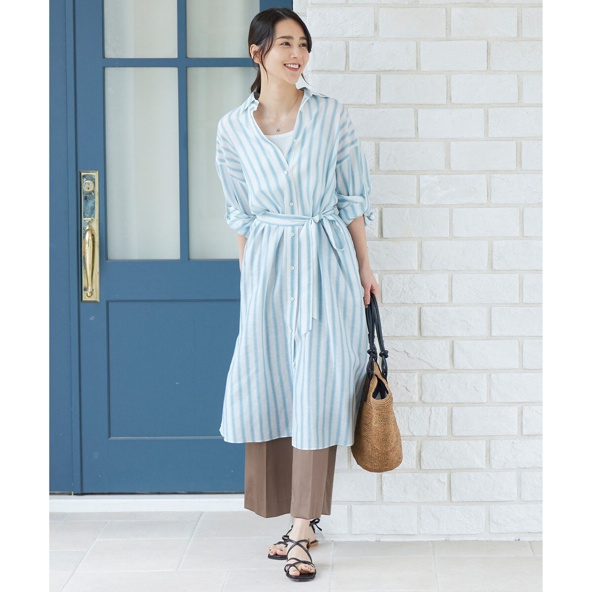 ー品販売  洗える】テンセルリネンシャツワンピース 自由区(JIYU-KU | ワンピース