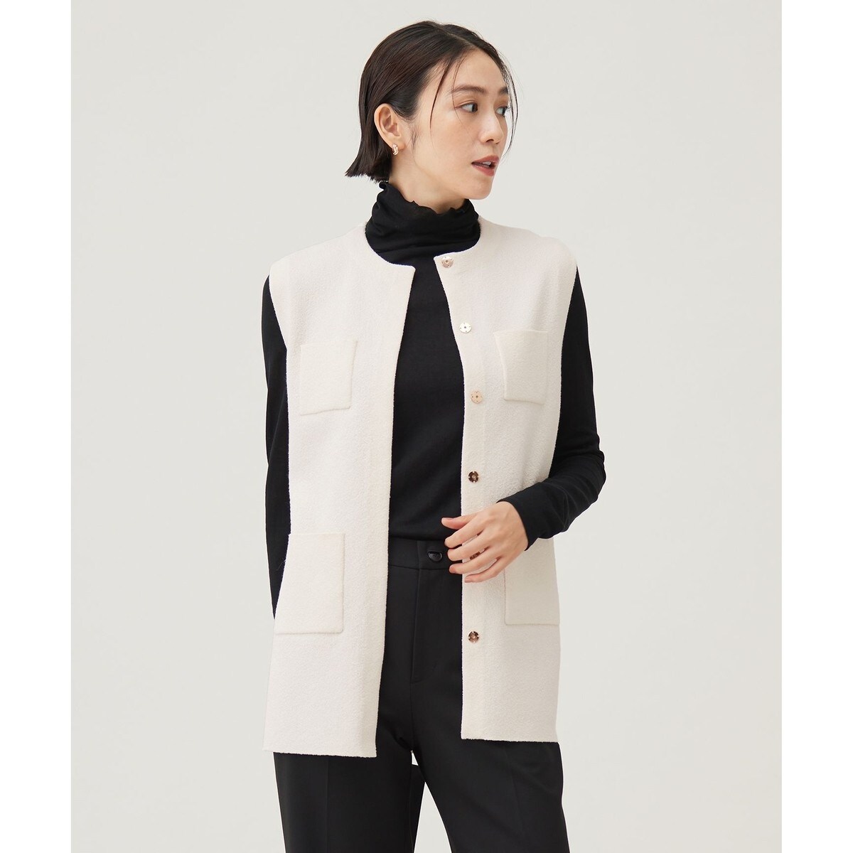 【洗える】ループボンディングニット ジレ