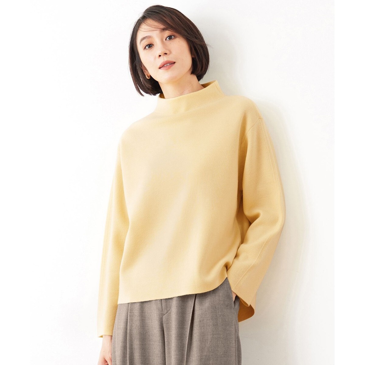 【セットアップ対応・洗える】ウールミラノボトルネック ニット