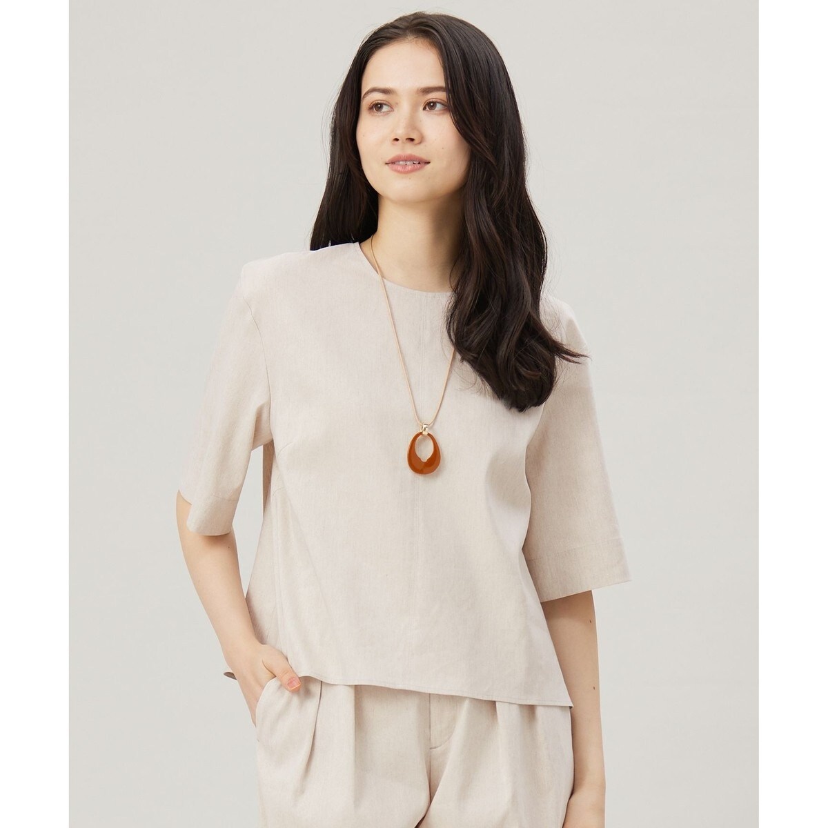 【セットアップ対応・洗える】LIPストレッチプルオーバー ブラウス