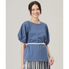 【接触冷感・UVカット・吸水速乾・抗菌防臭・洗える】ハイツイストポンチスリーブディティール カットソ