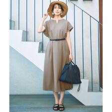 【17号サイズまで展開・カタログ掲載・UVカット・洗える】ウーステッドライク ワンピース