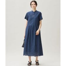 【17号サイズまで展開・カタログ掲載・接触冷感・洗える】エンブロイダリーローンシャツ ワンピース
