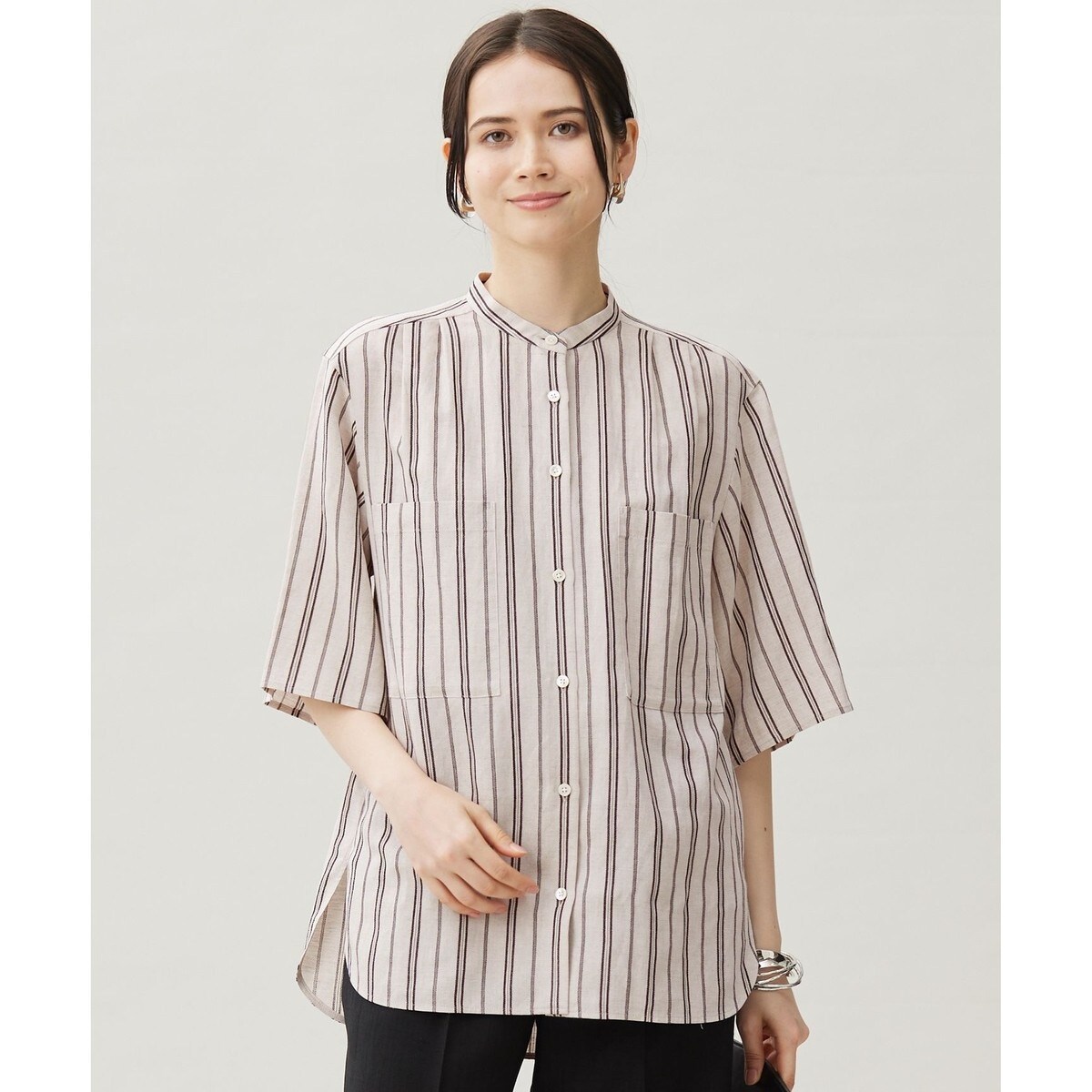 自由区（JIYU−KU）/【洗える】バックサテンアムンゼンストライプ ブラウス 洗える】バックサテンアムンゼンストライプ ブラウス | 自由区(JIYU-KU