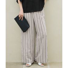 【セットアップ対応】リネンビスコースストライプドロスト パンツ