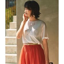 【カタログ掲載・洗える】クロッシェポケット Tシャツ