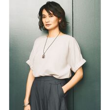 【カタログ掲載・洗える】ラスティックメッシュドルマンスリーブ Tブラウス
