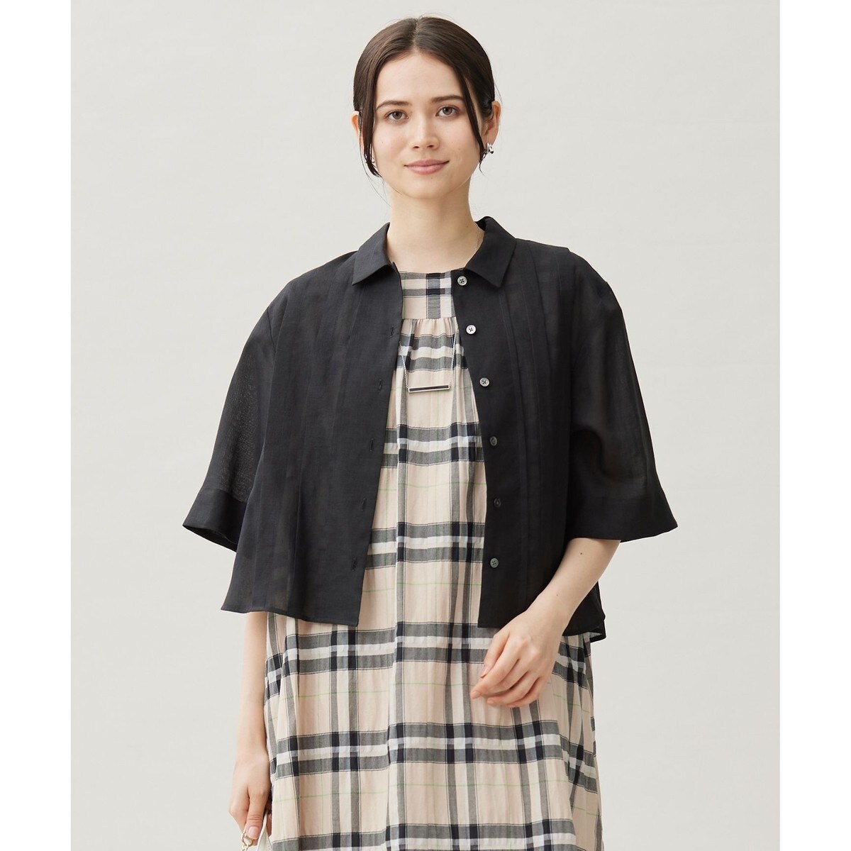 シアージオメトリックジャカードクロップド丈 ブラウス | 自由区(JIYU