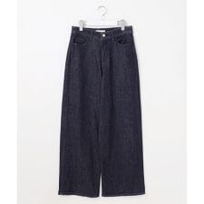 【19号サイズまで展開・洗える】ウスカルデニムワイドストレート パンツ