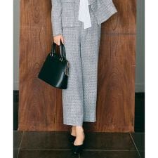 【17号サイズまで展開・カタログ掲載】ライトミックスツィードワイド パンツ