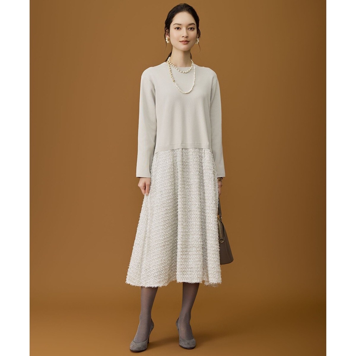 洗える】ギャザーコンビ ニットワンピース | 23区(23KU) | マルイ