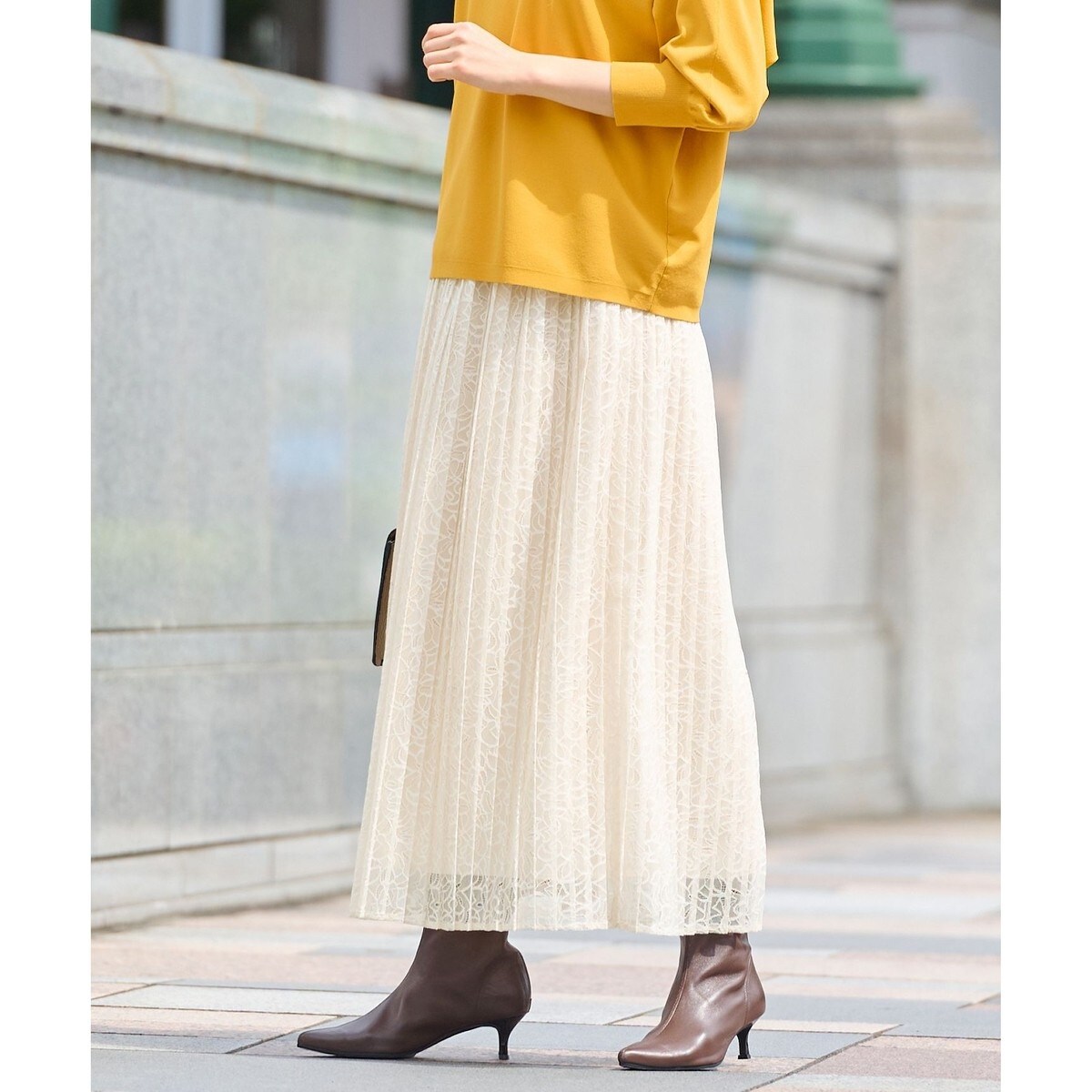 【セットアップ対応・ウエストゴム・洗える】ラッセルレーススカート