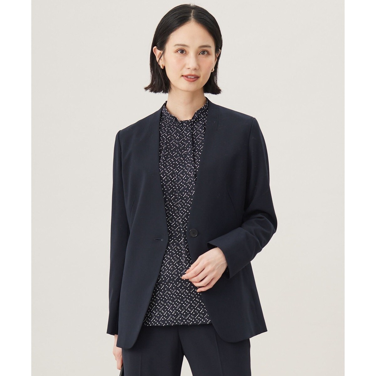 自由区　【洗える】 ノーカラージャケット 自由区 ジャケット ノーカラージャケット 「XSサイズ〜/洗える