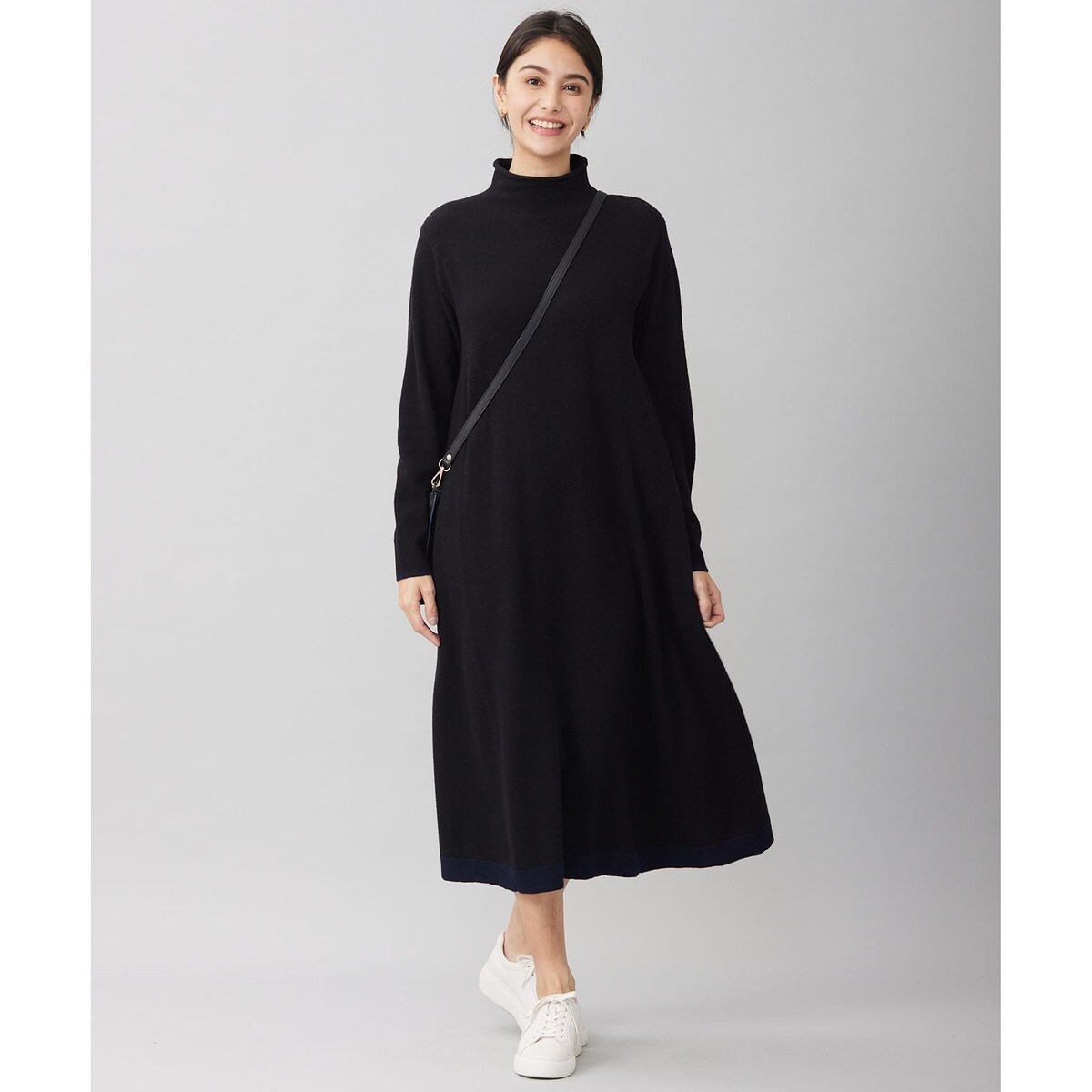 ★自由区★新品セミウーステッドウール ニットワンピース 洗える】セミウーステッドウールニット ワンピース / 自由区