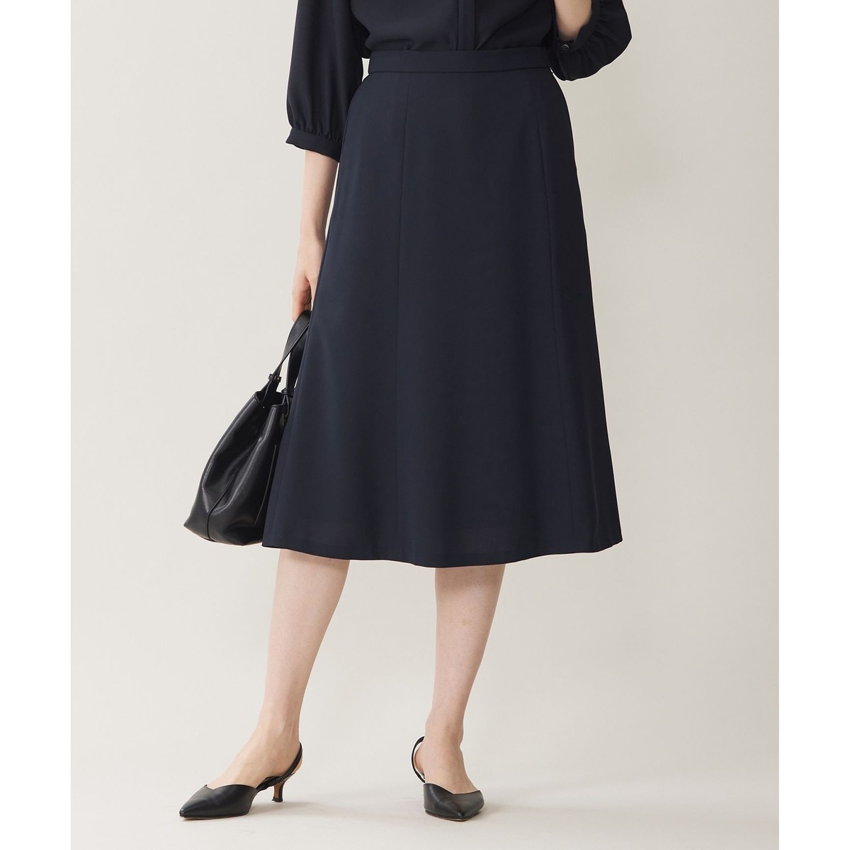 23区　トリアセダブルジョーゼット スカートセットアップ 　ブラック セットアップ対応】トリアセダブルジョーゼット スカート / 23区