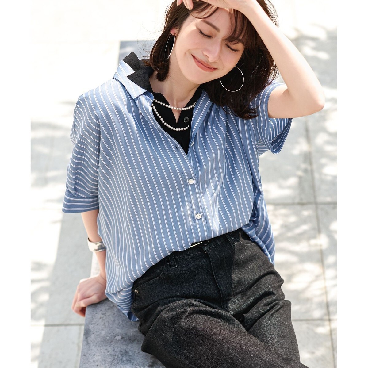 【接触冷感・UVケア・抗菌防臭・洗える】リヨセルポプリン ブラウス