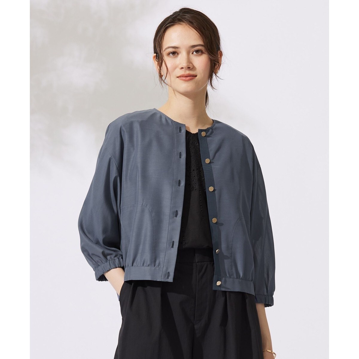 CLASSY.6月号掲載/洗える】リネンレーヨンストレッチ ブルゾン