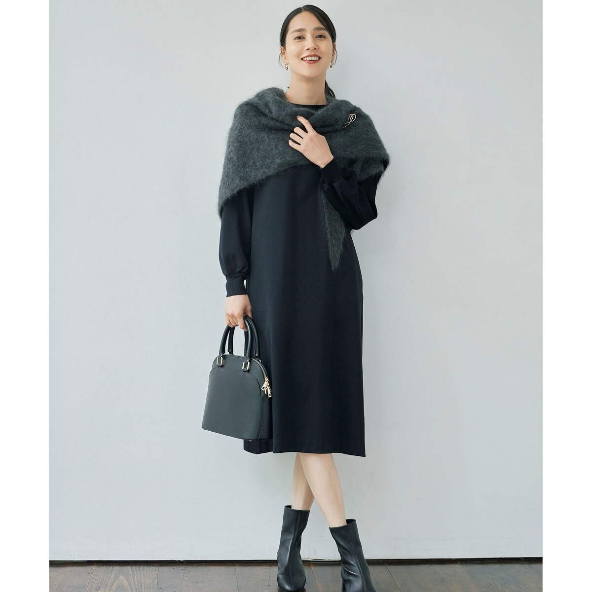 洗える】ブロンズチェックジャガード ワンピース | 自由区(JIYU-KU