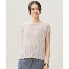 【洗える】ジョーゼットプリーツコンビ カットソー
