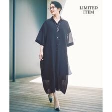 【カタログ掲載・WEB限定・接触冷感・洗える】シアーラミーローンシャツ ワンピース