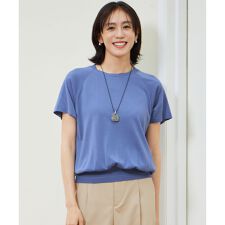 【接触冷感・UVケア・洗える】ドレーピーラグランスリーブ ニットソー