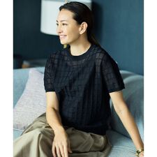 【カタログ掲載・ワコールコラボ・2点SET】シアーチェックニット プルオーバー