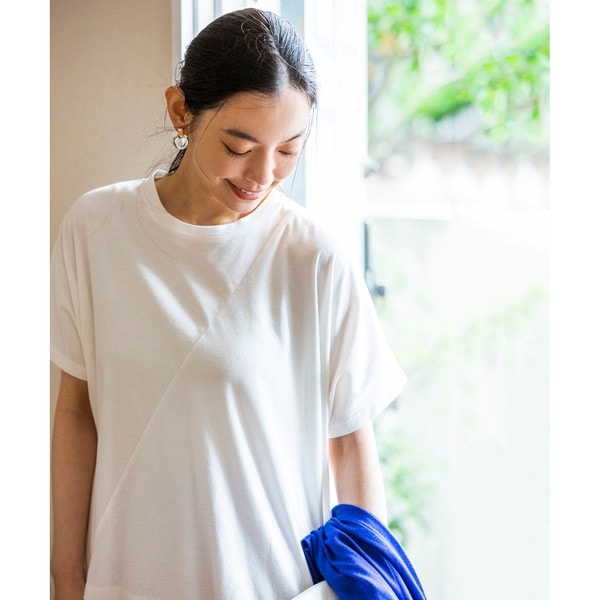 icb 今季【接触冷感・UVケア・速乾・洗える】 チュールレイヤード カットソー 接触冷感・UVケア・速乾・洗える】 チュールレイヤード