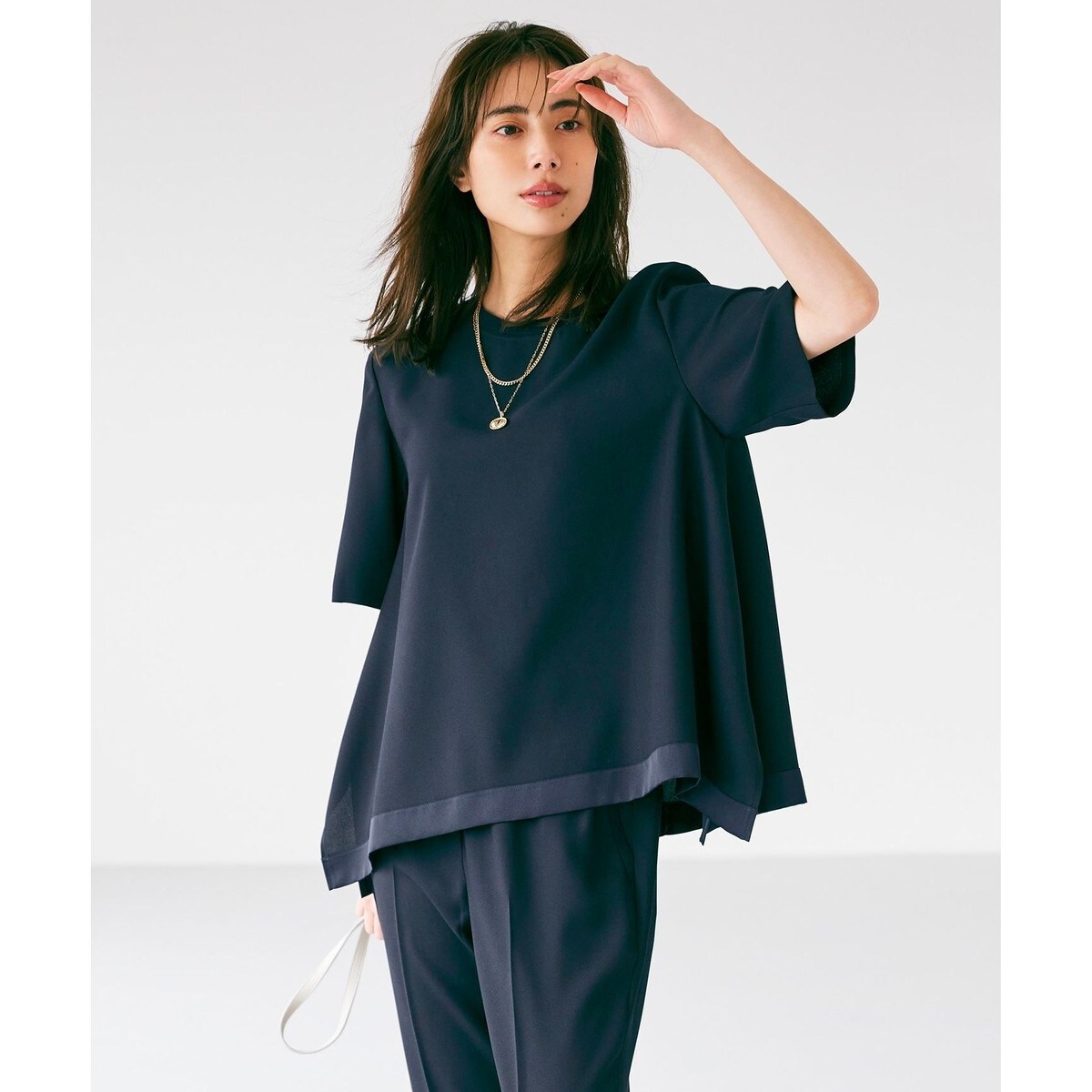 ICB【新品】24ss UVケア FluidBackSatin Tブラウス 接触冷感・UVケア・速乾・洗える】FluidBackSatin Tブラウス | ICB