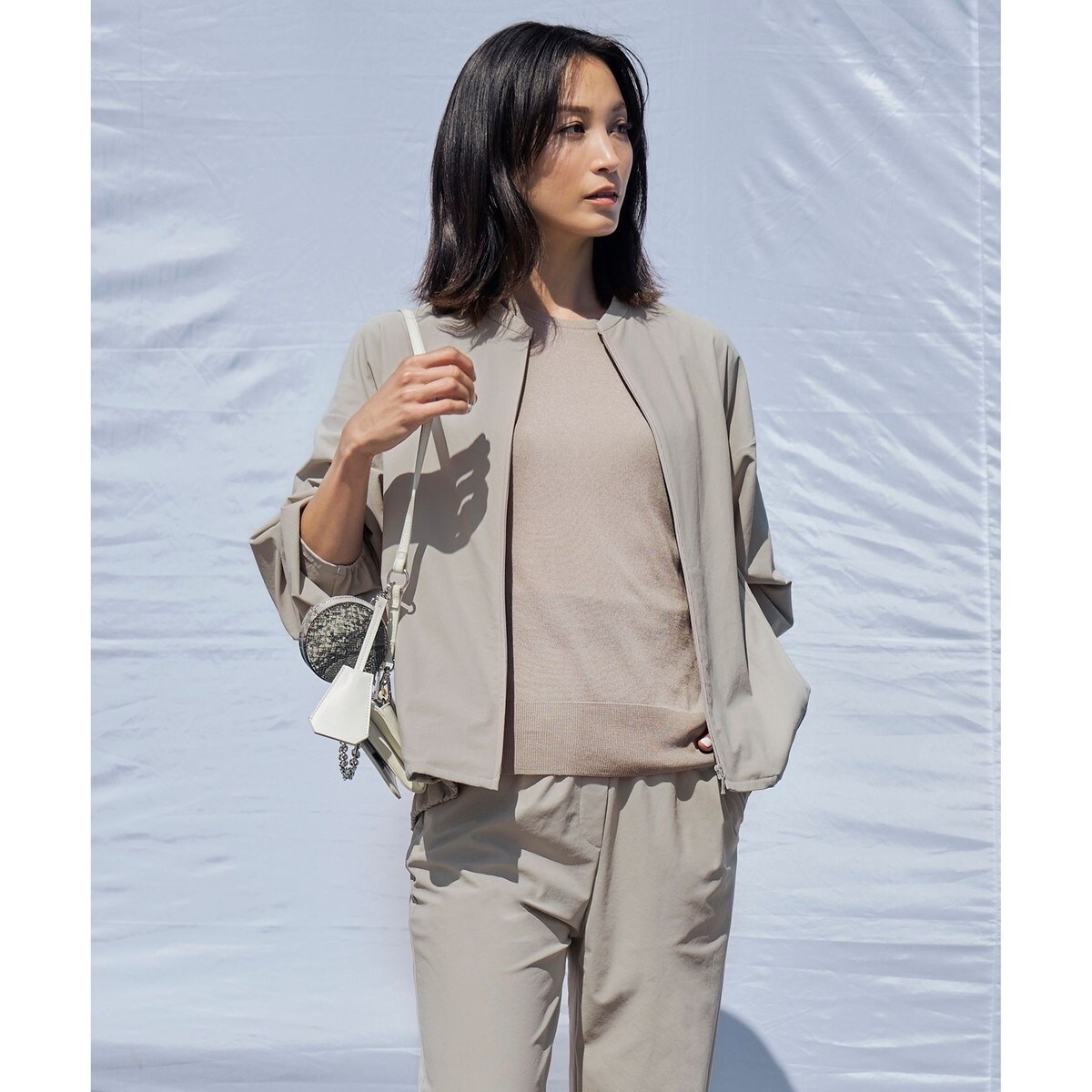 ICB【洗える・UVカット】アトラストリコット ジップアップブルゾン 現行 美品 ICB 【接触冷感・UVカット・洗える】アトラストリコット ジップ