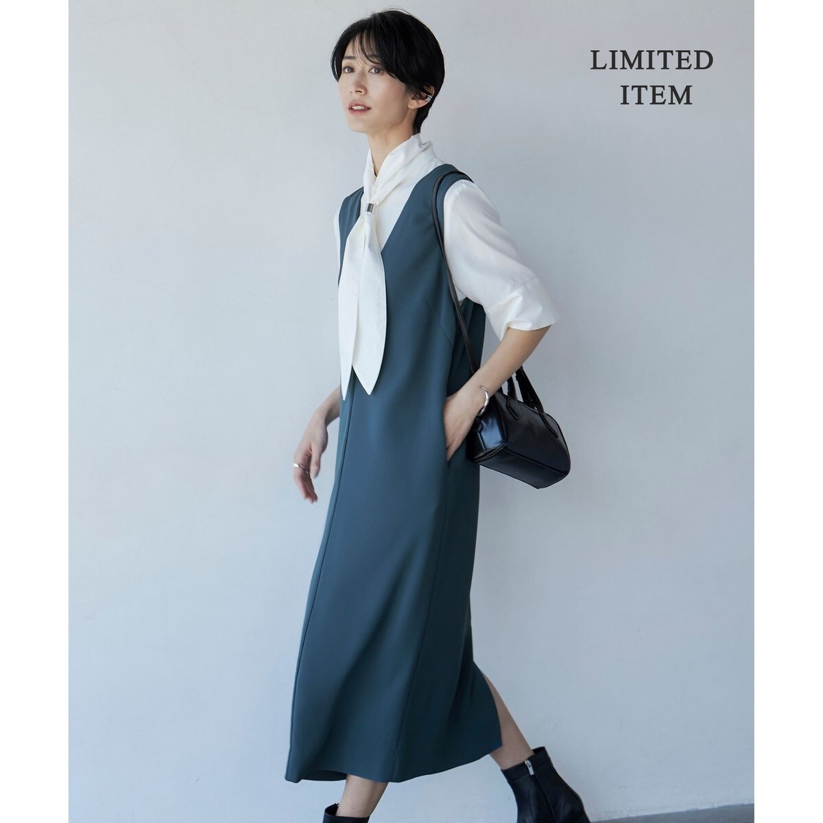 WEB限定・洗える】 ライトダブルクロス ジャンパースカート ワンピース