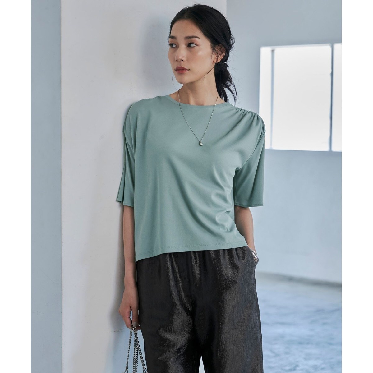 tシャツ 「接触冷感・UVケア・洗える」コンフォートプレーティング パフスリーブカットソー レディース ICB tシャツ 「接触冷感・UVケア・洗える」コンフォートプレー