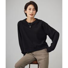 【UVカット・洗える】ジョーゼットジャージー クロップド丈プルオーバー