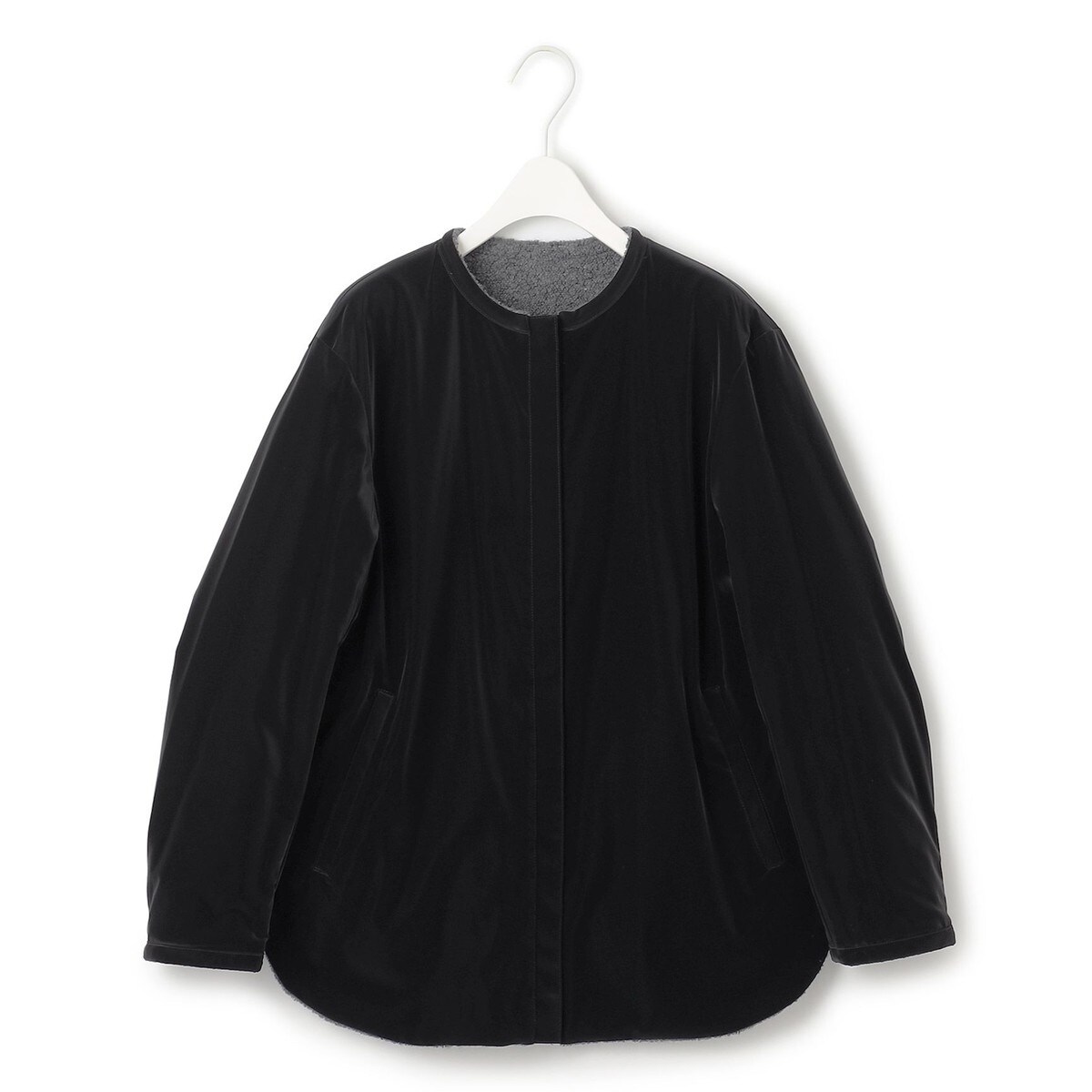 リバーシブル着用可能】 ラミネートパイルキルト ミドル丈コート