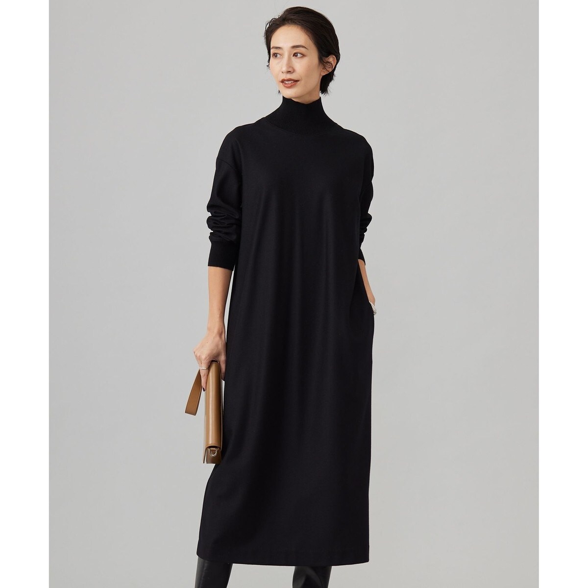 美品ICB（アイシービー） 【洗える】 ニットコンビジャガード ワンピース アイシービー ICB 【洗える】 ニットコンビジャガード