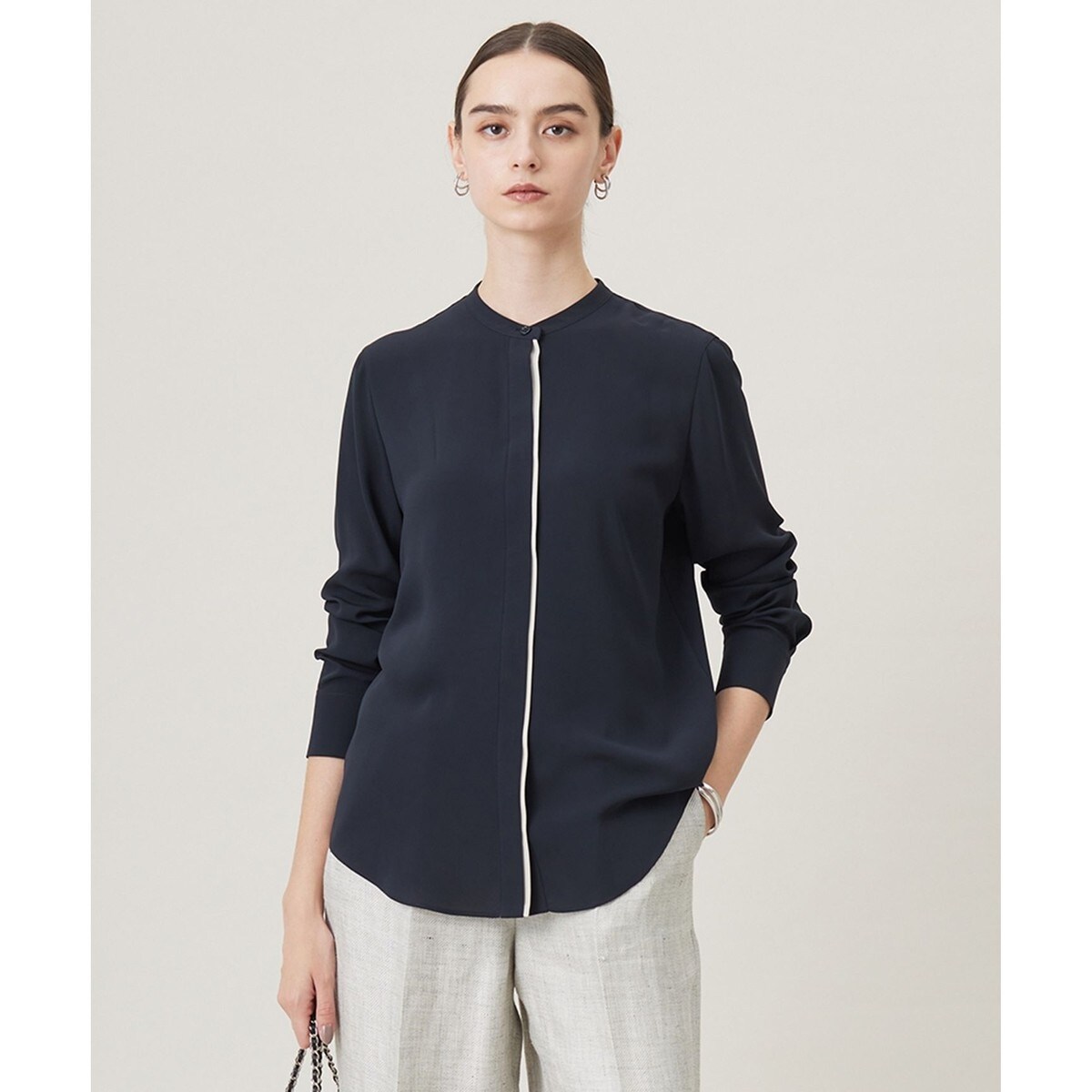 【UVケア・接触冷感・速乾・洗える】 FluidBackSatin  シアーコンビブラウス UVケア・接触冷感・速乾・洗える】 FluidBackSatin シアーコンビ