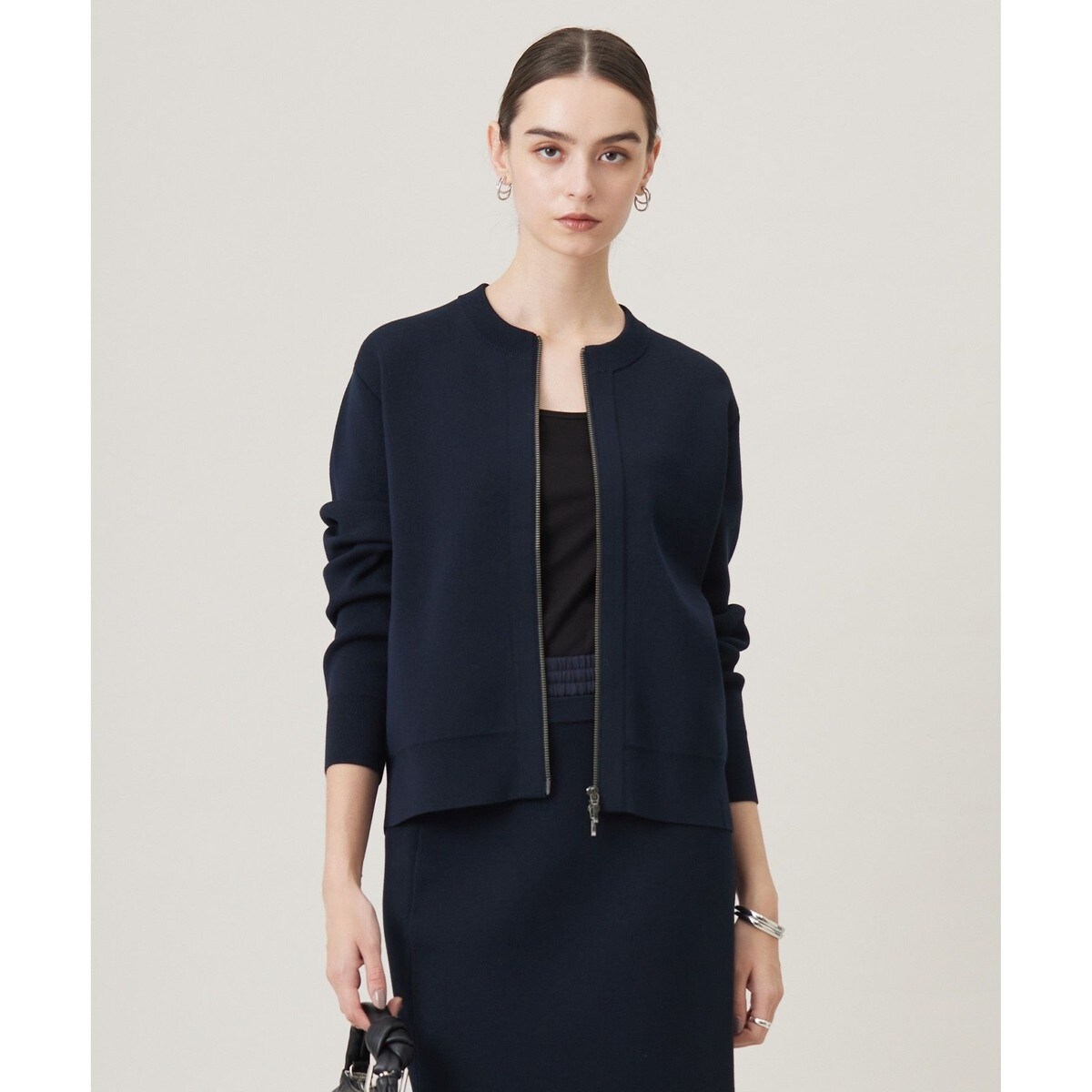 洗える】カシミヤブレンド ジップアップ ニットブルゾン | 23区