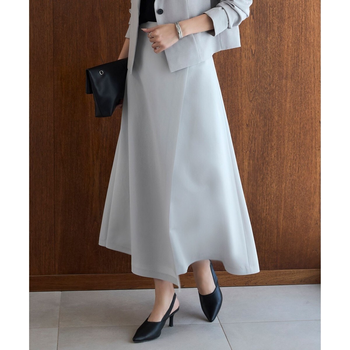 【新品】ICB シェルタリングドライサテン タイトスカート　アイシービー 洗える】シェルタリングドライサテン タイトスカート / ICB