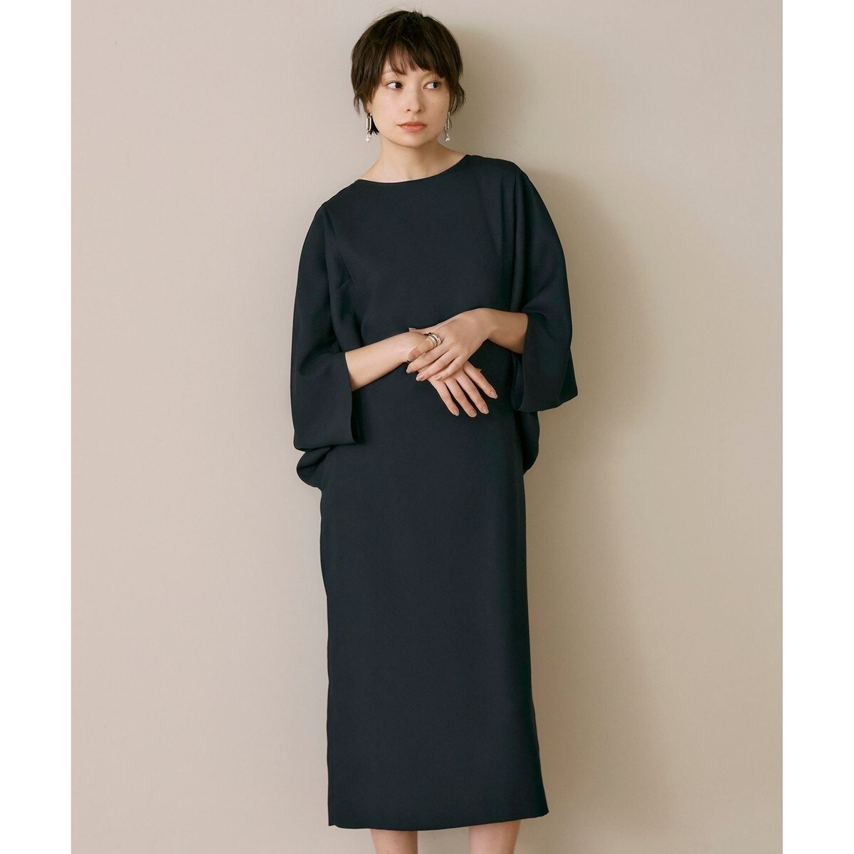 美品【洗える】 ICB コットンナイロンドビーストライプ ワンピース Aライン ICB 【洗える】 コットンナイロンドビーストライプ ワンピース