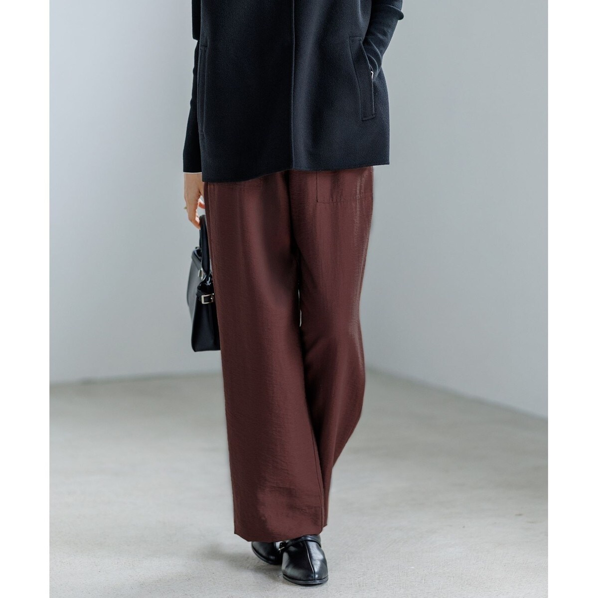 【人気のため新色追加・接触冷感・洗える】 ワッシャーツイル ワイドストレートパンツ