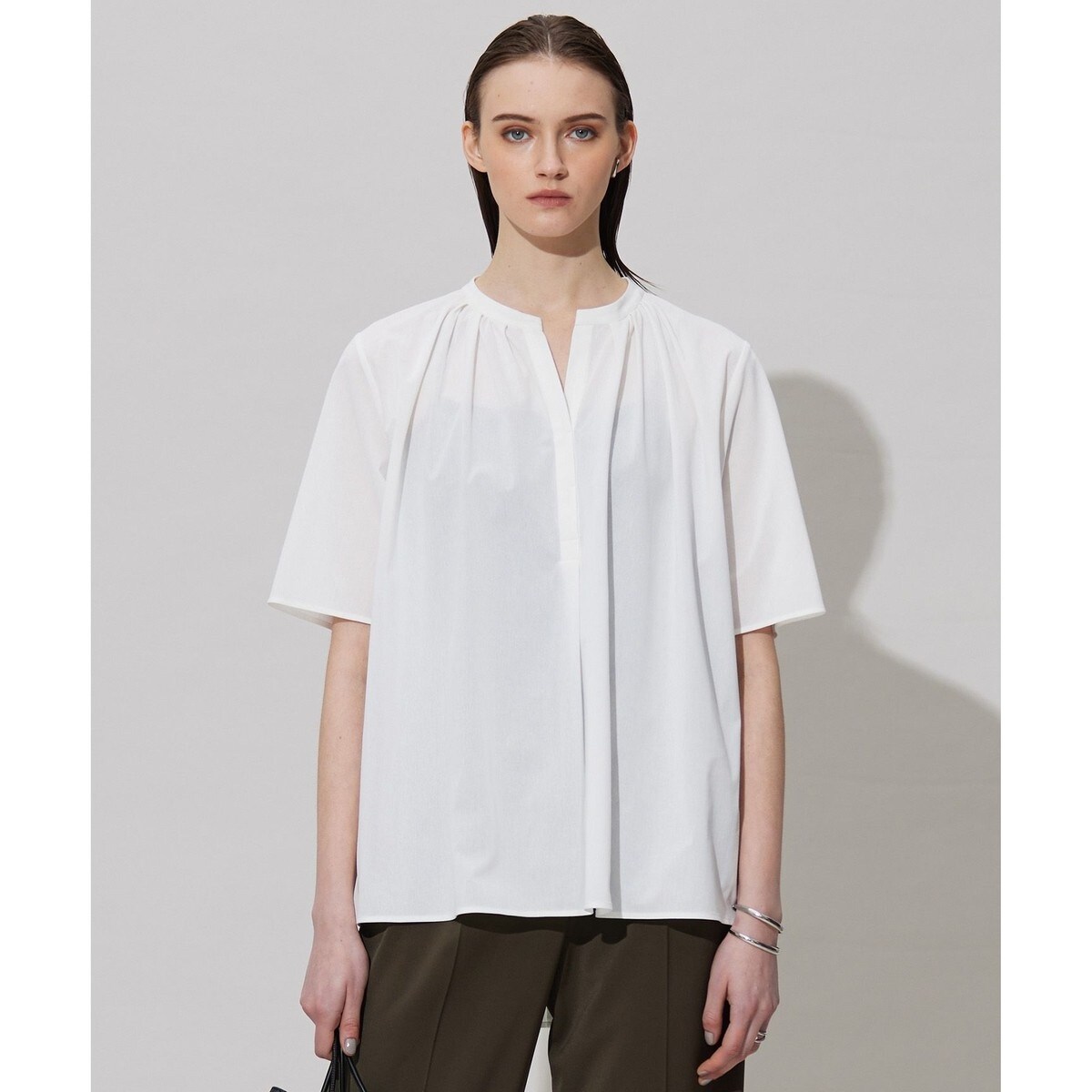 洗える】ウールミルドジャージー リブデザイン カットソー | 23区(23KU