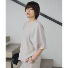 【UVケア・接触冷感・速乾・洗える】 FluidBackSatin  シアーコンビブラウス